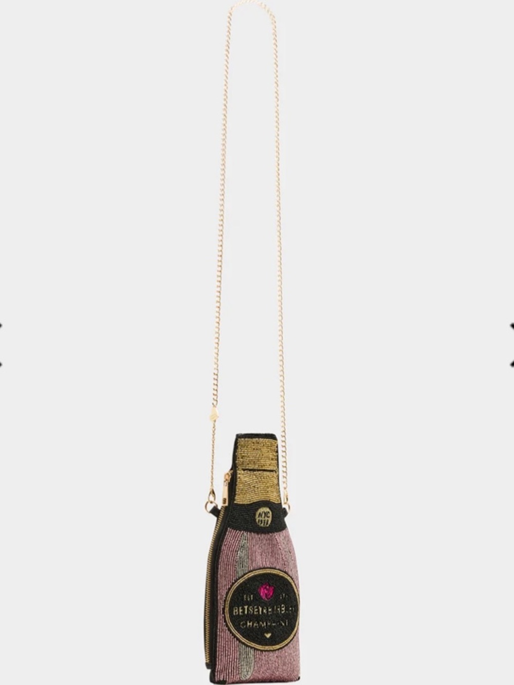NWT Betsey Johnson KITSCH BUBBLES SHOULDER BAG PINK Beaded Champagne Bottle bag - Picture 3 of 7